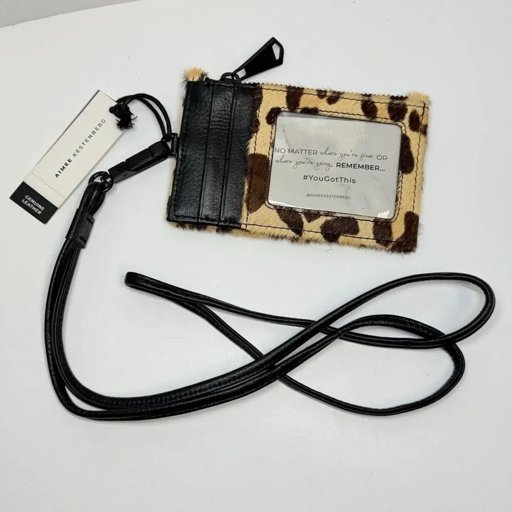 Aimee Kestenberg Lima Large Zip Lanyard In Jungle Leopard Haircalf New.